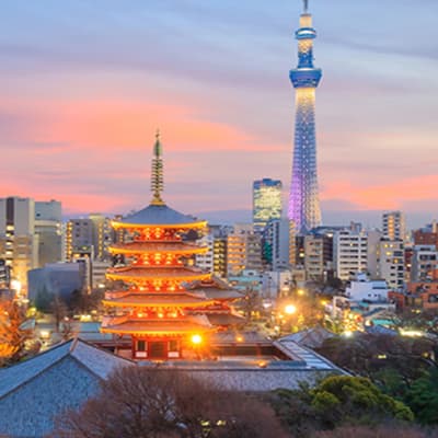 Tokyo Skytree and surrounding city buildings
