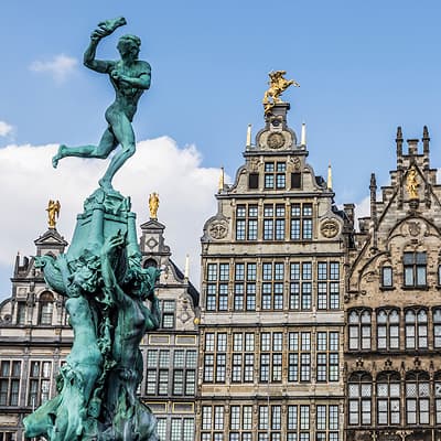 Historic buildings and city square in Brussels