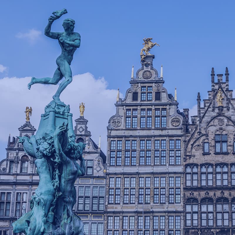 Historic buildings and city square in Brussels