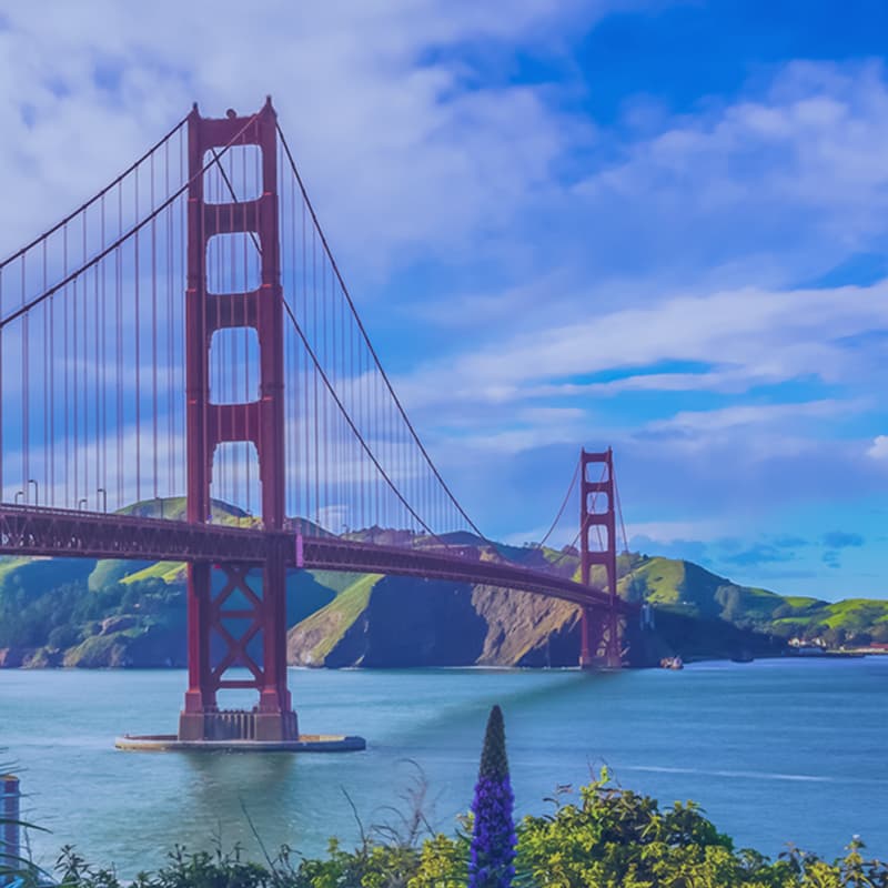 Golden Gate Bridge under a clear blue sky
