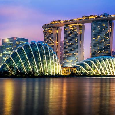 Night view of the Marina Bay area in Singapore
